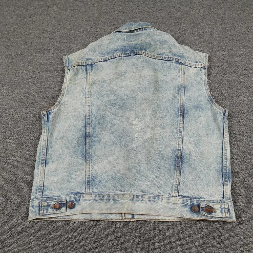 Vintage Levi's Vest Mens Large Light Blue Denim Cutoff Trucker Biker USA 80s